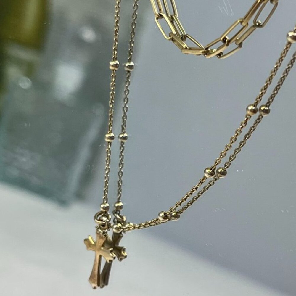 ⭐ Argento Vivo Layered 18K Gold-Plated Cross Sterling Silver Necklace